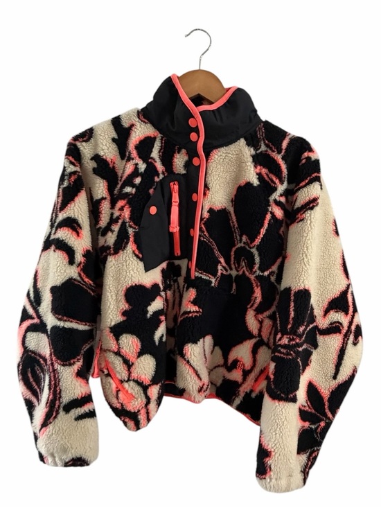 Free People Jackets & Blazers - Free People Floral Sherpa Fleece Jacket in Cream, Black & Coral